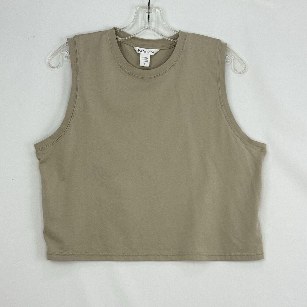 Athleta Tank Top Womens Green Size L Sleeveless Crop Athletic Yoga Gym